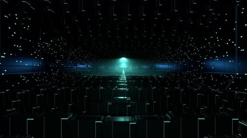 Wavy Loopable Ai Tunnel with Green and Blue Endless Squares