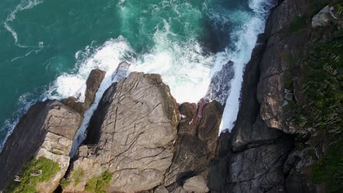 Beautiful Rocky Coast of the Ocean Waves Crash Against the Shore