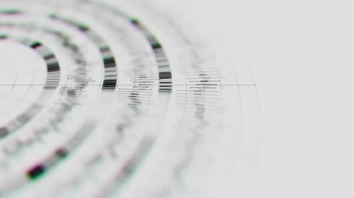 Closeup of Big Data Complex Round Graph Animation Quantum Computing Universe Cyber Space of AI