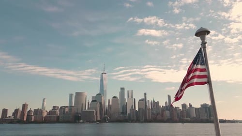 Drone Fly in New York City Metropolitan Architecture Big Apple View NY City NYC Skyline Urban