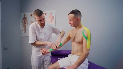 Applying Kinesiology Tape in Doctor's Office