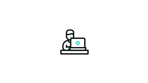 Minimalist Person Working on Laptop Line Art Icon Animation