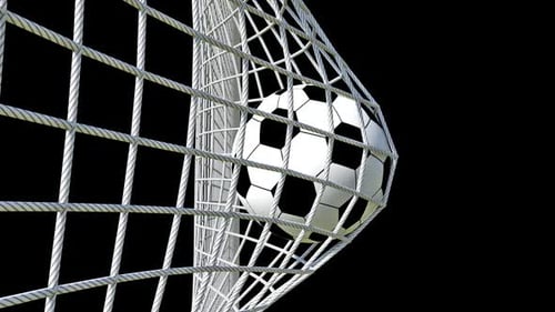 Realistic Soccer Ball Scores Goal Net on Alpha Channel