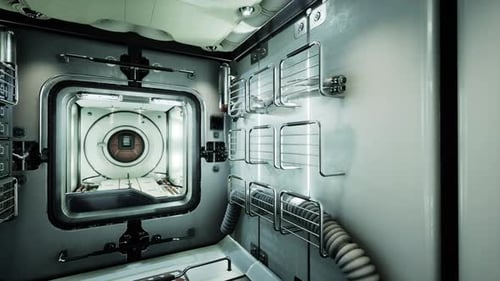 Innenraum der futuristischen Internationalen Raumstation