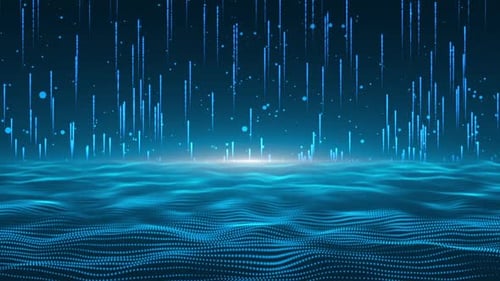 Onda de dados digital HD Blue | Loop de fundo da tecnologia 3D abstrata de rede de partículas