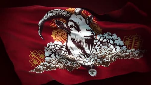 Goat Chinese Zodiac Flag 01