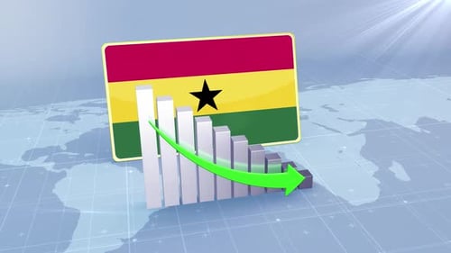 Ghana Economic Decline Bar Chart Graph Downward Green Arrow