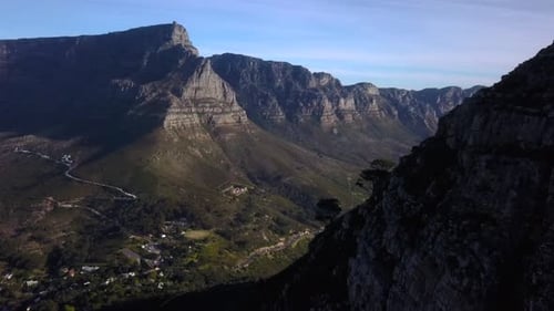 Amazing Table Mountain, revealed from behind the Majestic Lions Head Mountain Peak in South Africa,