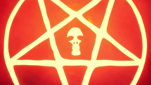 3D rendering. Halloween. Burning pentagram in the desert sands.