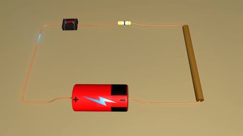 Elektrischer Schaltkreis mit Batterie- und Widerstandskomponenten