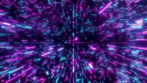 Des traînées lumineuses abstraites au néon dans l'hyperespace Warp Speed Loop
