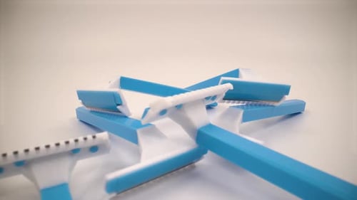 Shaving razor close up isolated 4K