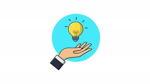 4k Hand Holding Bulb Creative Idea Concept Animation Video