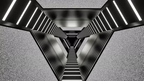 Noise Screen In White Neon Tunnel Background Vj Loop In 4K