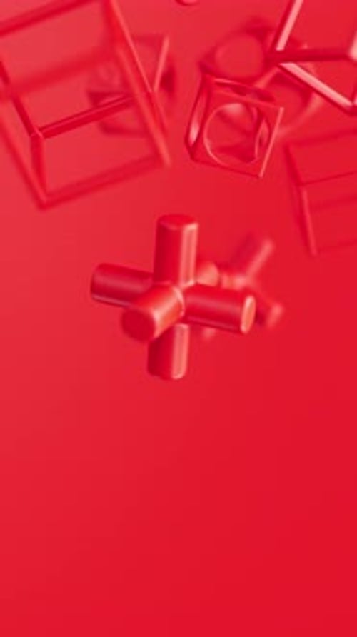 Abstract 3d Red Geometric Shapes Rotating Animation Loop Modern Minimalistic Background 3d Render