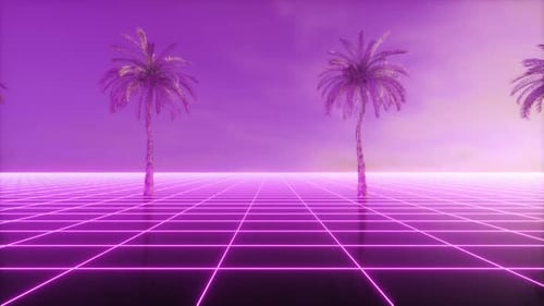 Purple Synthwave Palms Background