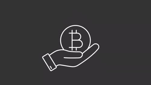 Bitcoin tossing white line animation