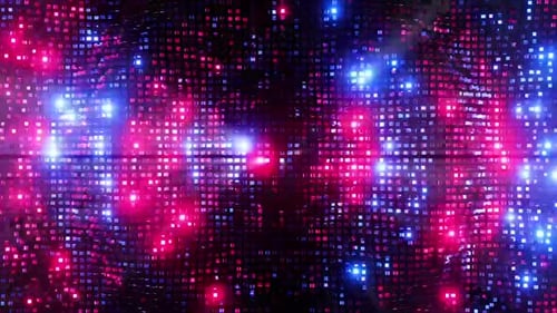 Dynamic Abstract Red Blue LED Pixel Grid Background