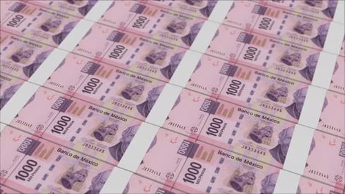 1000 MEXICAN PESOS banknotes printing by a money press
