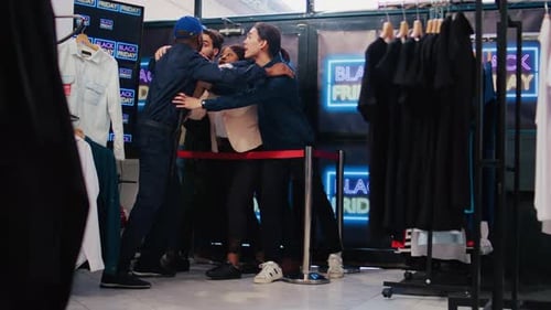 Upset people held back from entering store