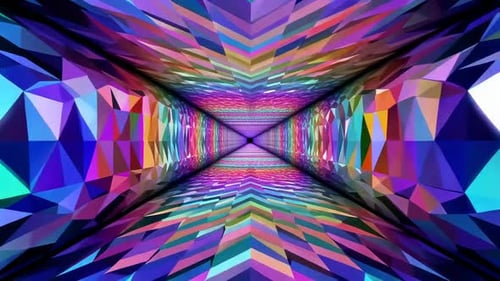 Boucle d'animation de tunnel géométrique colorée Low Poly