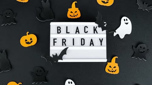 Zoom in Out Lightbox with Text BLACK FRIDAY Halloween Decorations Sale Shopping Concept