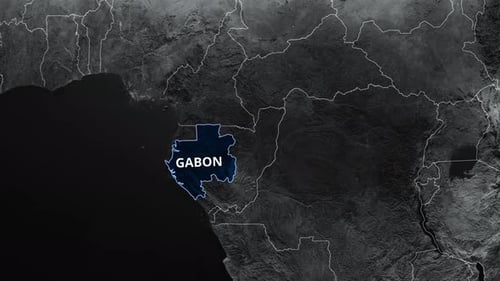 Gabon Map Blue Color 4K
