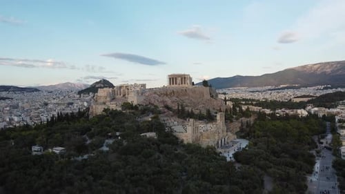 Acropolis and Parthenon Temple in Athens Aerial View, Greece
