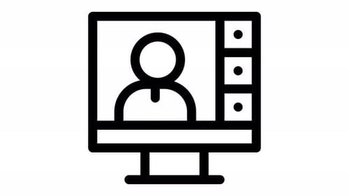 Animated Flat Design Video Call Monitor Icon