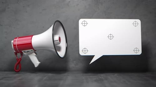 Animated Megaphone and Speech Bubble for Announcements