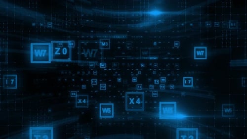 Futuristic Blue Digital Data Stream Background Loop