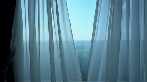 open curtain automaticly and sea view window in cruise | Singapore Cruise