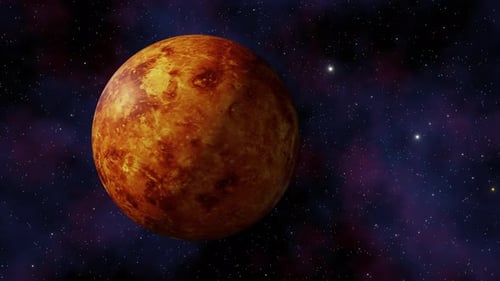 Ansicht des Planeten Venus aus dem Weltraum und funkelnde Sterne in der Milchstraße, 3D-Rendering. Solarenergie