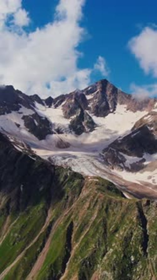 Steep rocky mountains with cliffs and ledges,