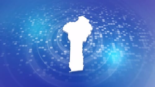 Benin Map Reveal on Digital Technology Grid Background