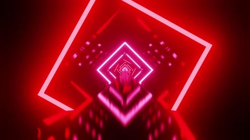 New Sci Fi Tunnel Loop With Pink And Red Rhombus Vj Background