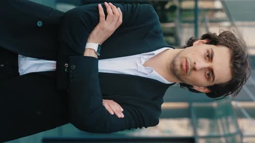 Young Adult Posing in Blazer Outside Modern Building