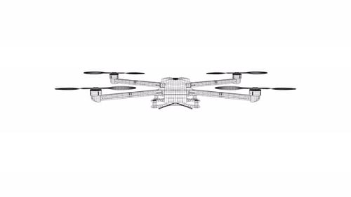 Wireframe Drone Rotating 3D Animation