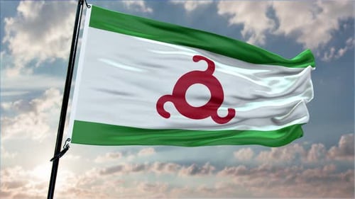 Ingushetia Flag Background Realistic Waving In The Wind 4K