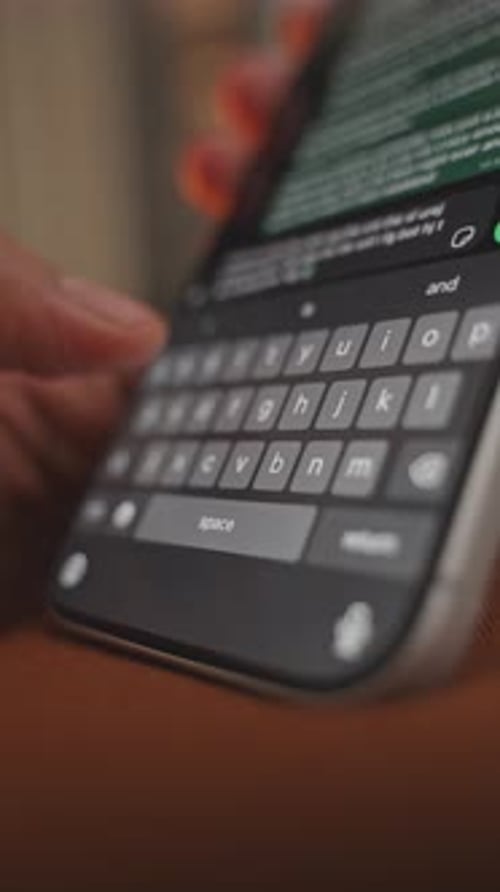 chatting and typing on smartphone closeup