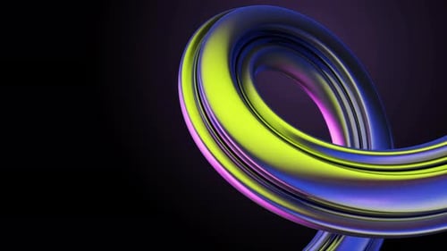 Modern Smooth Chrome Loop with Vibrant Neon Gradient Abstract Background