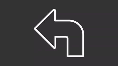 Animated linear sharp left turn arrow icon