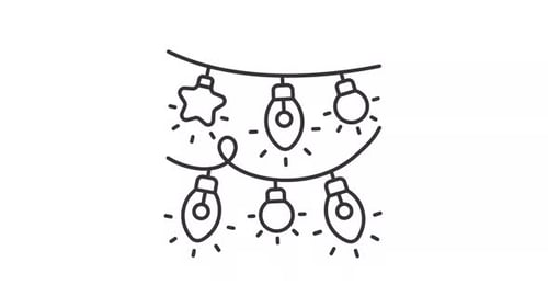 Animated Christmas lights line icon