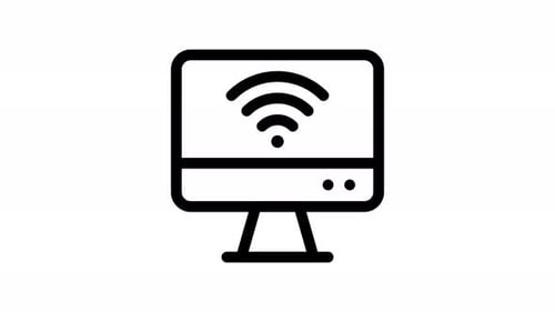 Flat Design Computer Monitor Wi-Fi Signal Animation