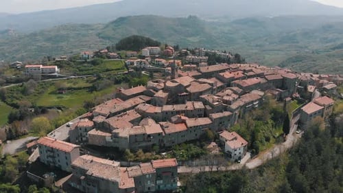 Aerial View on the Old Town Surrounded By Forest A