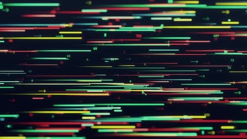 Collection Nano : élément de transition animé sans boucle composé de flèches floues multicolores au néon avec numéro