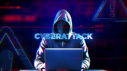 Hacker Cyberattack with Glitch Digital Effect