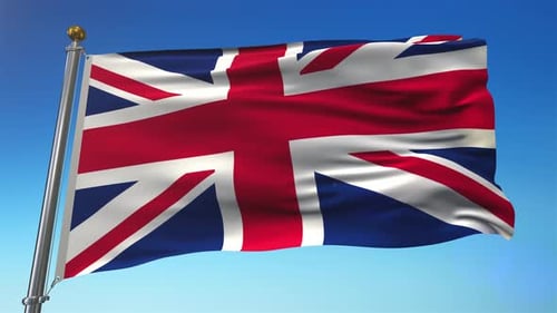 Realistic Union Jack Flag Waving In The Wind