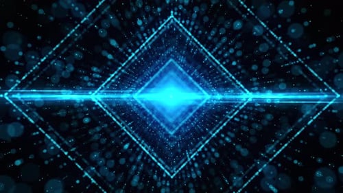 Abstract technology and big data background. Flying through digital futuristic data tunnel