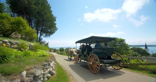 Mackinac Island, Michigan//Vereinigte Staaten - 28. August 2018: Horse &